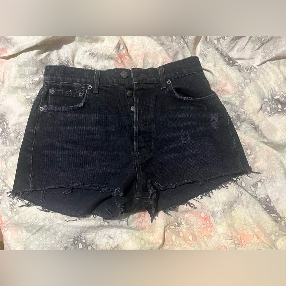 Reformation High Rise Black Denim Jean Shorts